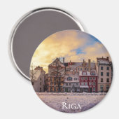Sonnenuntergang über Straße in Riga Magnet (Vorderseite/Rückseite)
