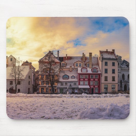 Sonnenuntergang über Straße in Riga Mousepad (Vorne)