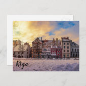 Sonnenuntergang über Straße in Riga Postkarte (Vorne/Hinten)