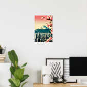 Sonnenuntergang über Tokio mit Kirschblüten Poster (Heimbüro)