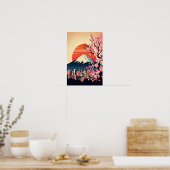 Sonnenuntergang über Tokio mit Kirschblüten Poster (Küche)