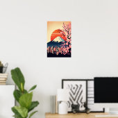Sonnenuntergang über Tokio mit Kirschblüten Poster (Heimbüro)