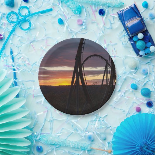 Sonnenuntergang über verheerendem Feuer Pappteller (Party)