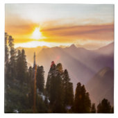 Sonnenuntergang über Wald Fliese (Vorderseite)