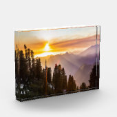 Sonnenuntergang über Wald Fotoblock (Links)