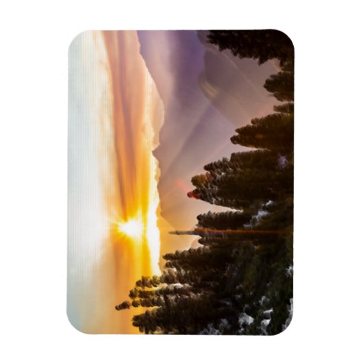 Sonnenuntergang über Wald Magnet (Vertikal)