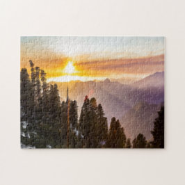 Sonnenuntergang über Wald Puzzle