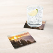 Sonnenuntergang über Wald Rechteckiger Pappuntersetzer (Vor Ort)