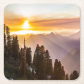 Sonnenuntergang über Wald Rechteckiger Pappuntersetzer (Vorderseite)