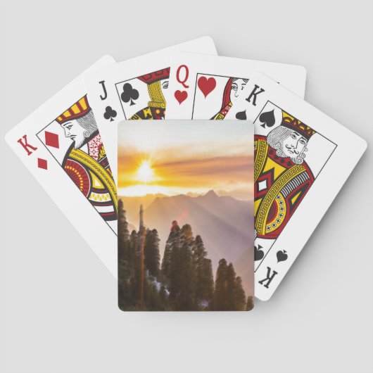 Sonnenuntergang über Wald Spielkarten (Rückseite)