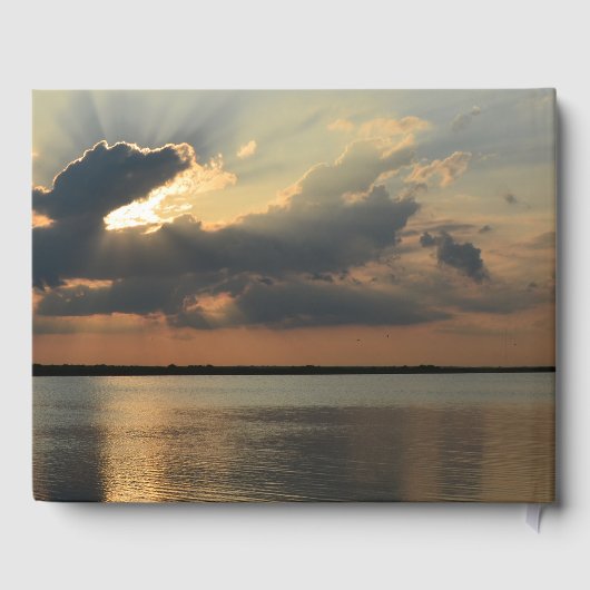 Sonnenuntergang über Wasser Beerdigung oder Memori Gästebuch (Rückseite)