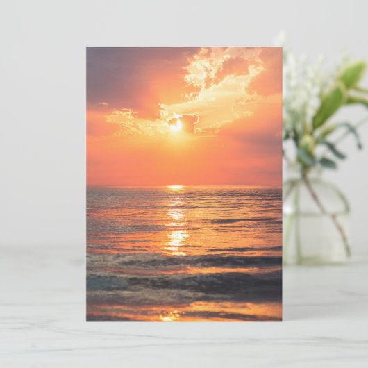 Sonnenuntergang über Wasser Dankeskarte (Stehend Vorderseite)