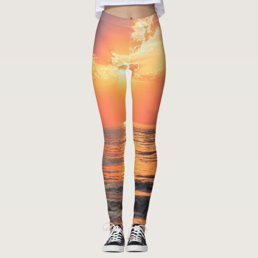 Sonnenuntergang über Wasser Leggings (Vorderseite)