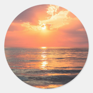Sonnenuntergang über Wasser Runder Aufkleber
