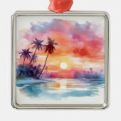 Sonnenuntergang über Water AI Ornament Aus Metall (Vorne)