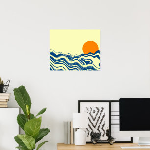 Sonnenuntergang über Wellen Poster