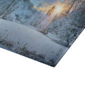 Sonnenuntergang über Winter-Forestsee Schneidebrett (Ecke)