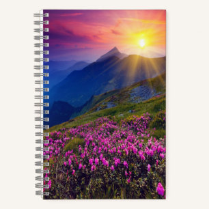 Sonnenuntergang und Blume Notizblock