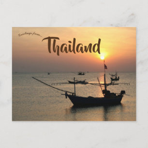 Sonnenuntergang und Boote in Thailand Postkarte