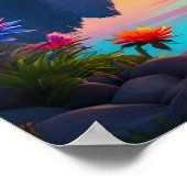 Sonnenuntergang und die Schönheit des Sees Poster (Ecke)