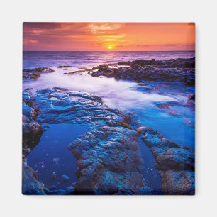 Sonnenuntergang und Gezeitenbecken in Hawaii Magnet
