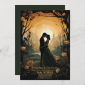 Sonnenuntergang und goldene Rose Einladung (Vorne/Hinten)