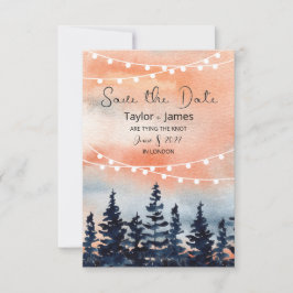 Sonnenuntergang und Kiefernwald Flache Save The Da Date