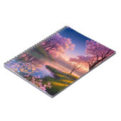 Sonnenuntergang und Kirschblüten Notizblock (Linke Seite)