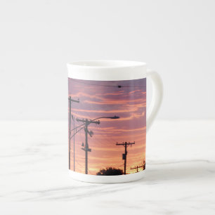 Sonnenuntergang und Lampen Porzellantasse