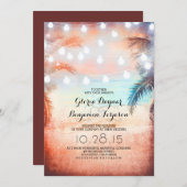 Sonnenuntergang und Lichter zum Hochzeitsfeiern Einladung (Vorne/Hinten)