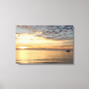Sonnenuntergang und Meer übersäte Canvas Art Leinwanddruck