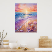 Sonnenuntergang und Muscheln Poster (Küche)