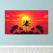 Sonnenuntergang und Palmen Leinwanddruck (Insitu (Holzboden))