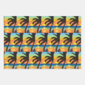 Sonnenuntergang und Palmen Silhouetten Geschenkpapier Set (Vorderseite 3)