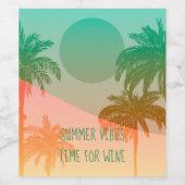 Sonnenuntergang und Palmen Weinetikett (Einzelnes Label)