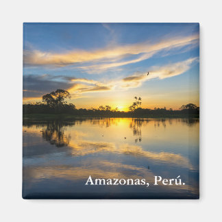 Sonnenuntergang und Reflexion im Amazonas Magnet