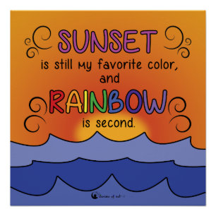 Sonnenuntergang und Regenbogen-Poster - Platz Poster