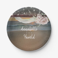 Sonnenuntergang und Strandlicht Hochzeit