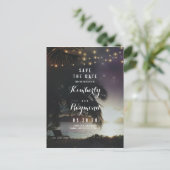 Sonnenuntergang und Strandlicht Save the Date Ankündigungspostkarte (Stehend Vorderseite)