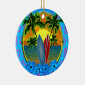 Sonnenuntergang und Surfbretter Keramikornament (Rechts)