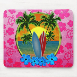Sonnenuntergang und Surfbretter Mousepad