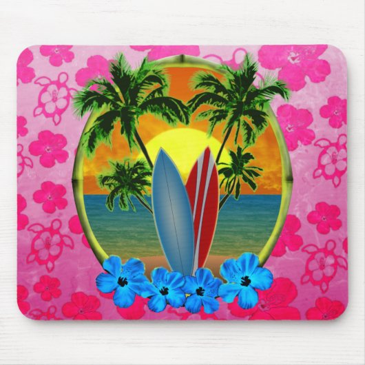 Sonnenuntergang und Surfbretter Mousepad (Vorne)