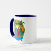 Sonnenuntergang und Surfbretter Tasse (Vorderseite Links)