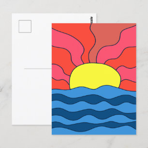 Sonnenuntergang und Waves Postkarte