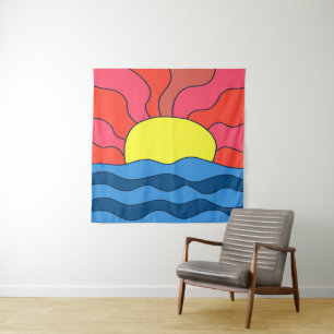 Sonnenuntergang und Waves Wandteppich
