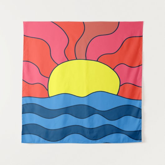 Sonnenuntergang und Waves Wandteppich (Vorderseite)