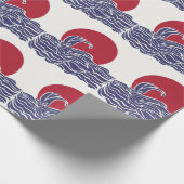 Sonnenuntergang und Wellen im Roten, Weißen und Bl Geschenkpapier (Ecke)