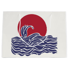 Sonnenuntergang und Wellen im Roten, Weißen und Bl Große Geschenktüte