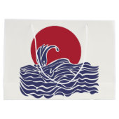 Sonnenuntergang und Wellen im Roten, Weißen und Bl Große Geschenktüte (Rückseite)