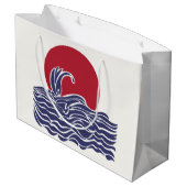 Sonnenuntergang und Wellen im Roten, Weißen und Bl Große Geschenktüte (Rückseite Schrägansicht)